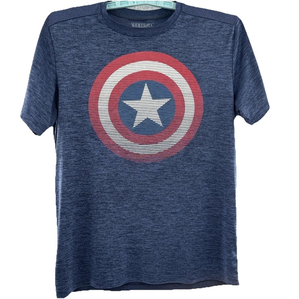 Marvel Captain America Shield‎ Navy Blue Heather Performance Graphic T-Shirt MD